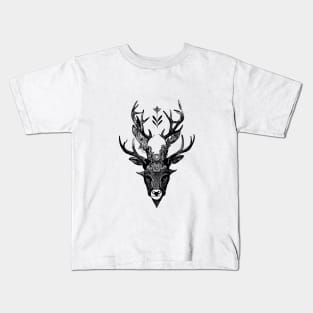 Stag Deer Wild Animal Nature Illustration Art Tattoo Kids T-Shirt